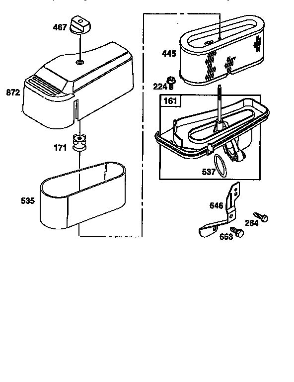 Air Cleaner Assembly Diagram and Parts List for 28Q700  Briggs and Stratton Engine